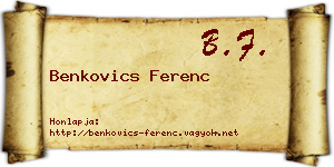 Benkovics Ferenc névjegykártya