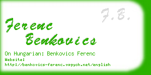 ferenc benkovics business card